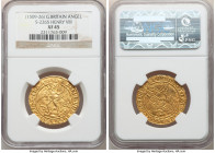 Henry VIII (1509-1547) gold Angel ND (1509-1526) XF45 NGC, Tower mint, Portcullis mm, First Coinage, S-2265, N-1760. Highly visually engaging for the ...