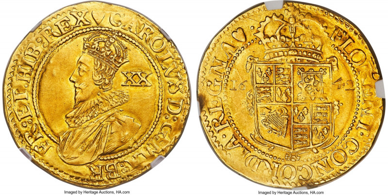 Charles I gold Unite ND (1628-1631) AU Details (Reverse Graffiti) NGC, Tower min...