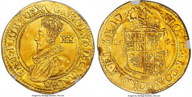 Charles I gold Unite ND (1628-1631) AU Details (Reverse Graffiti) NGC, Tower mint, Heart mm, S-2688, N-2182. 8.91gm. An unusual occurrence in which th...