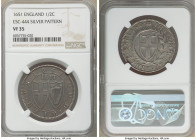 Commonwealth Pattern 1/2 Crown 1651 VF35 NGC, Sun mm, ESC-63 (prev. ESC-444), N-2732. Edge: TRVTH AND PEACE 1651 (olive branch) PETRVS BLONDAEVS INVEN...