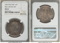 Charles II 1/2 Crown 1663 MS62 NGC, KM419, ESC-439 (prev. ESC-457). Six harp strings. Compelling for its type and produced with such clarity and sharp...