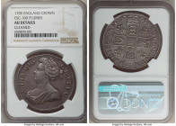 Anne Crown 1705 AU Details (Cleaned) NGC, KM519.2, Dav-1339, S-3577, ESC-1341 (prev. ESC-100). QVINTO edge, plumes in angles. A very scarce type, and ...