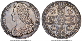 George II Crown 1741 MS61 NGC, KM575.2, S-3687. Roses in reverse angles. Displaying steel-toned surfaces with touches of darker patina gripping the de...
