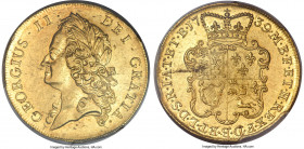 George II gold 2 Guineas 1739 AU55 PCGS, KM578, S-3668. A flashy, canary-gold example displaying honest, gentle wear while the peripheries remain wide...