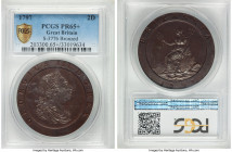 George III bronzed-copper Proof "Cartwheel" 2 Pence 1797-SOHO PR65+ PCGS, Soho mint, KM619, S-3776. A supremely glossy chocolate-brown example of the ...