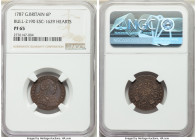 George III Proof 6 Pence 1787 PR65 NGC, KM606.2, ESC-2190 (prev. ESC-1629). Variety with hearts in the Hanoverian shield. Executed with extreme precis...