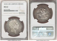 George III Crown 1818 MS62 NGC, KM675, S-3787. LVIII edge. A superb offering certified just shy of Choice Mint State, the crisply executed motifs dres...