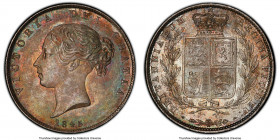 Victoria 1/2 Crown 1845 MS64+ PCGS, KM740, S-3888, ESC-2722. An exemplary specimen that combines advanced aesthetic caliber with impressively well-pre...