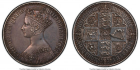 Victoria Proof "Gothic" Crown 1847 PR61 PCGS, KM744, S-3883, ESC-2571. UN DECIMO edge. Blanketed in a steel patina to the obverse, which holds a profo...
