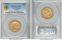 Victoria gold Sovereign 1879 XF40 PCGS, KM752, S-3856A. A key issue of the Sovereign series, with a total production of just 20,000 pieces. Honest wea...