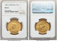 Victoria gold 2 Pounds 1887 MS61 NGC, KM768, S-3865. A mellow golden offering laden with ample mint bloom, the reverse appearing much finer than the a...