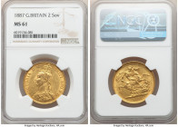 Victoria gold 2 Pounds 1887 MS61 NGC, KM768, S-3865. Verifiably Mint State and aglow with mint frost decorating the outer registers. AGW 0.4710 oz.
...