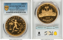 Republic gold Proof "Revolt of Santo Domingo" 200 Gourdes 1969-IC PR67 Deep Cameo PCGS, KM70, Fr-2. Sharp and displaying full cameo contrasts between ...