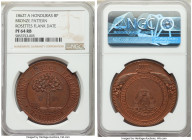 Provisional bronze Proof Pattern 8 Pesos 1862 T-A PR64 Red and Brown NGC, Tegucigalpa mint, KM-Pn4. Rosettes flank date variety. A charming Pattern fe...