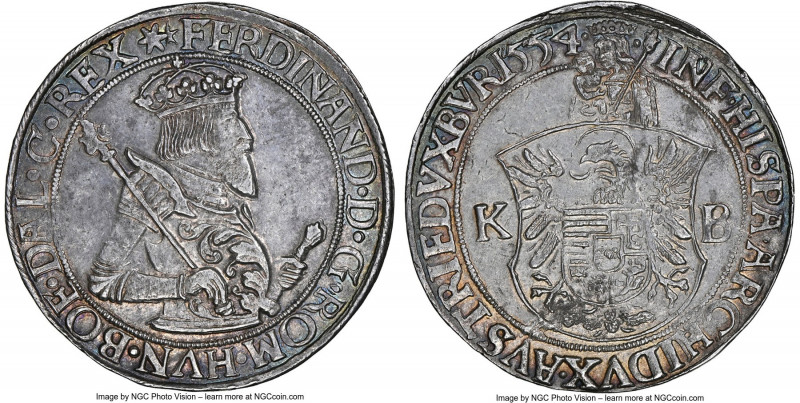 Ferdinand I Taler 1554-KB MS62 NGC, Kremnitz mint, Dav-8032, Voglhuber-50/II. A ...