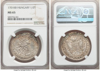 Leopold I 1/2 Taler 1701-KB MS65 NGC, Kremnitz mint, KM251. Impressively well-preserved for such an early issue that saw widespread use in circulation...