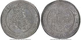 Leopold I Taler 1693-KB MS62 NGC, Kremnitz mint, KM214.7, Dav-3263A. Graced with a stunning lustrous pearlescence that rolls effortlessly over the fie...