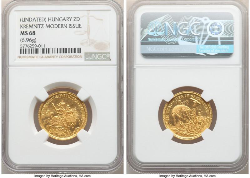 Republic gold Modern Restrike 2 Ducats ND MS68 NGC, Kremnitz mint, KM-Unl. 6.96g...