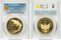 Republic gold Proof "Komodo Dragon" 100000 Rupiah 1974 PR68 Deep Cameo PCGS, London or Llantrisant mint, KM41, Fr-6. Mintage: 1,369. Wildlife Conserva...