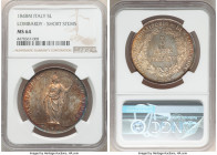 Lombardy-Venetia. Republic 5 Lire 1848-M MS64 NGC, Milan mint, KM-C22.1. Short stems variety. A truly impressive offering, not just for its state of p...