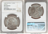 Naples & Sicily. Charles II 1/2 Ducato 1684-AGA UNC Details (Cleaned) NGC, KM108, MIR-295/1. Semi-medallic in the central designs, these set within st...