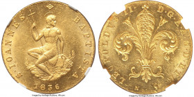 Tuscany. Leopold II gold Ruspone (3 Zecchini) 1836 MS63 NGC, KM-C77, Fr-344. An enchanting specimen imbued with impressively lustrous, canary-gold app...