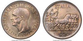Vittorio Emanuele III 20 Lire Anno XIV (1936)-R MS64 PCGS, Rome mint, KM81, Pag-681. Mintage: 10,000. A commendable first year for the type designated...