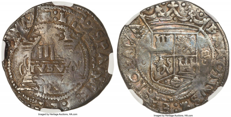 Charles & Johanna "Early Series" 3 Reales ND (1536-1542) R-M VF Details (Obverse...