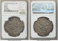 Philip V Klippe Cob 8 Reales 1733 Mo-MF AU53 NGC, Mexico City mint, KM48, Cal-1430. 26.84gm. Struck on a much fuller flan than the majority of example...