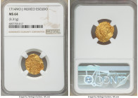 Philip V gold Cob Escudo 1714 Mo-J MS64 NGC, Mexico City mint, KM51.2, Fr-7c, Cal-1739. 3.31gm. Rarely do so many exceptionally fine Cob Escudos come ...