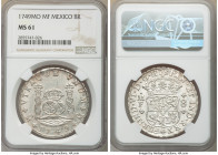 Ferdinand VI 8 Reales 1749 Mo-MF MS61 NGC, Mexico City mint, KM104.1, Cal-473. Compelling for its type with wholly Mint State appearances, nearly unto...