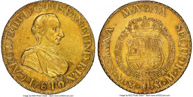Charles III gold 8 Escudos 1761 Mo-MM AU53 NGC, Mexico City mint, KM154, Cal-1979. Order at Date variety. Admirably rendered throughout the designs, w...