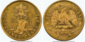 Republic gold 20 Pesos 1871 Go-S MS61 NGC, Guanajuato mint, KM414.4. A golden selection beaming with bright aurous luster and displaying considerable ...
