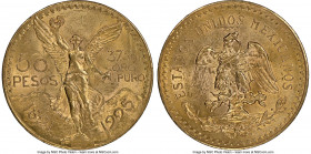 Estados Unidos gold 50 Pesos 1925 MS63 NGC, Mexico City mint, KM481, Fr-172. A satisfying choice representative with rose-gold color and considerable ...