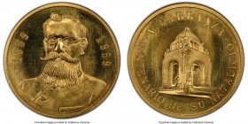 Estados Unidos gold "Carranza Centennial" Medal 1959 MS66 PCGS, Grove-P45. 16.65gm. 28mm. Struck in celebration of the centennial of the birth of Venu...