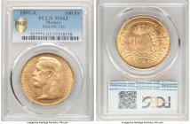 Albert I gold 100 Francs 1891-A MS63 PCGS, Paris mint, KM105, Gad-MC124. A beautiful example of this large gold type depicting the noble portrait of A...
