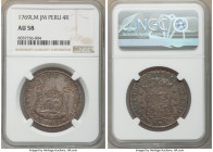 Charles III 4 Reales 1769 LM-JM AU58 NGC, Lima mint, KM63, Cal-827. An elusive and conditionally challenging 4 Reales issue out of Lima that rarely co...