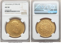Ferdinand VII gold 8 Escudos 1816 LM-JP AU58 NGC, Lima mint, KM129.1, Cal-1763. A wholesome representative featuring a lightly struck portrait of Ferd...