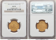 Nicholas I gold 5 Roubles 1831 CПБ-ПД AU50 NGC, St. Petersburg mint, KM-C174, Bit-6. Gently circulated to an extent whereby ample detail is preserved ...