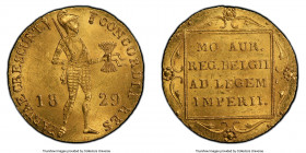 temp. Nicholas I gold Imitative Ducat 1829 MS63 PCGS, St. Petersburg mint, KM50.2. Struck in imitation of the Netherlands trade Ducats. A wonderful sm...