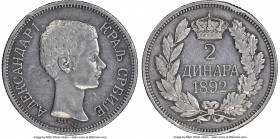 Alexander I silver Pattern 2 Dinara 1892 AU Details (Rim Repair) NGC, KM-Pn13, Mandić-R13, Viščević-S25 (R). By Jean Lagrange. Never before have we en...