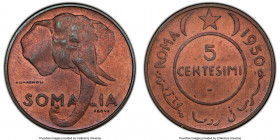 Italian Protectorate Specimen Prova 5 Centesimi AH 1369 (1950)-ROMA SP63 Red and Brown PCGS, Rome mint, KM-Pr2, Gill-So2. A visually intriguing and hi...