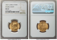 Republic gold "Double Shaft" Pond 1892 MS62 NGC, Berlin mint, KM10.1. Double-shaft variety. A highly flashy and fully uncirculated representative of t...