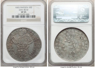 Carl IX Riksdaler 1603 VF35 NGC, Stockholm mint, KM3, Dav-4510. Lightly patinated in silver over surfaces exhibiting balanced circulation wear, with s...