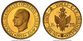 Michael III Angelus 3-Piece Certified gold, silver, & bronze Fantasy Proof Set 1955 PCGS, 1) bronze 10 Centimes - PR64 Brown, KM-X1 2) silver 5 Francs...