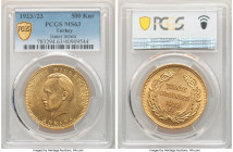 Republic gold 500 Kurush 1923 Year 23 (1946) MS63 PCGS, KM858. Mintage: 9,006. AGW 1.0637 oz. 

HID09801242017

© 2020 Heritage Auctions | All Rig...