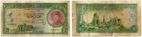 ÄGYPTEN 
 Lot. 5 Piastres vom 1. Juni 1918. 10 Piastres o. J. 50 Piastres vom 6. Juni 1940 (Sig. Cook) & 50 Pfund 1949 (Sig. Leith-Ross). Pick 21a, 2...