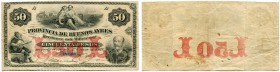 ARGENTINIEN 
 50 Pesos vom 1 Januar 1869. Pick S488a. Aussergewöhnliche Erhaltung für diesen Typ. -II