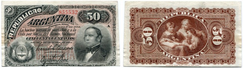 ARGENTINIEN 
 Republik – Banco Nacional. Lot. 5 Centavos vom 1. Januar 1884. 10...