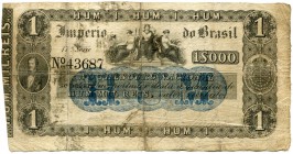 BRASILIEN 
 1 Mil Reis o. J. (1852-1867). Pick A228. Mehrfach gefaltet, wenig Nadellöcher. Selten. IV
